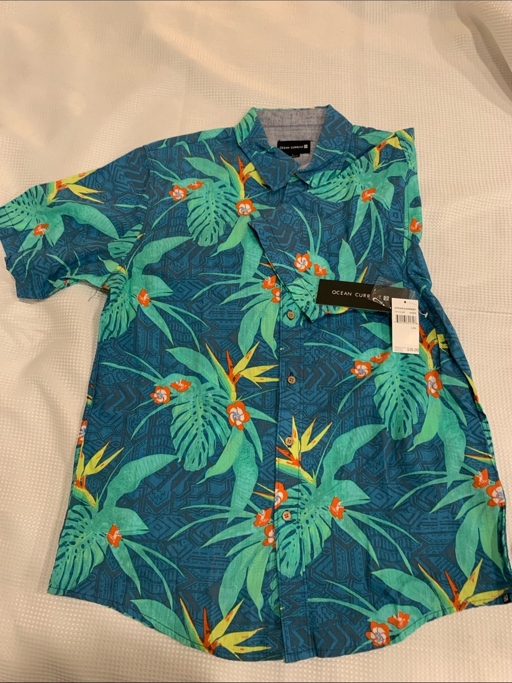 Hawaiian shirt vacation cruise beach party blue and green tropical